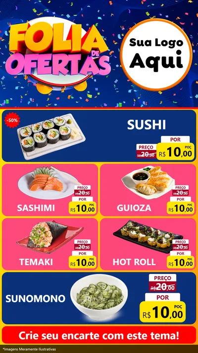 Modelo de TV para TV Vertical com o tema Folia de Ofertas para Comida japonesa
