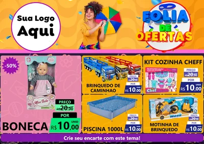Modelo de Encarte para Encarte A4 Horizontal com o tema Folia de Ofertas para Brinquedos