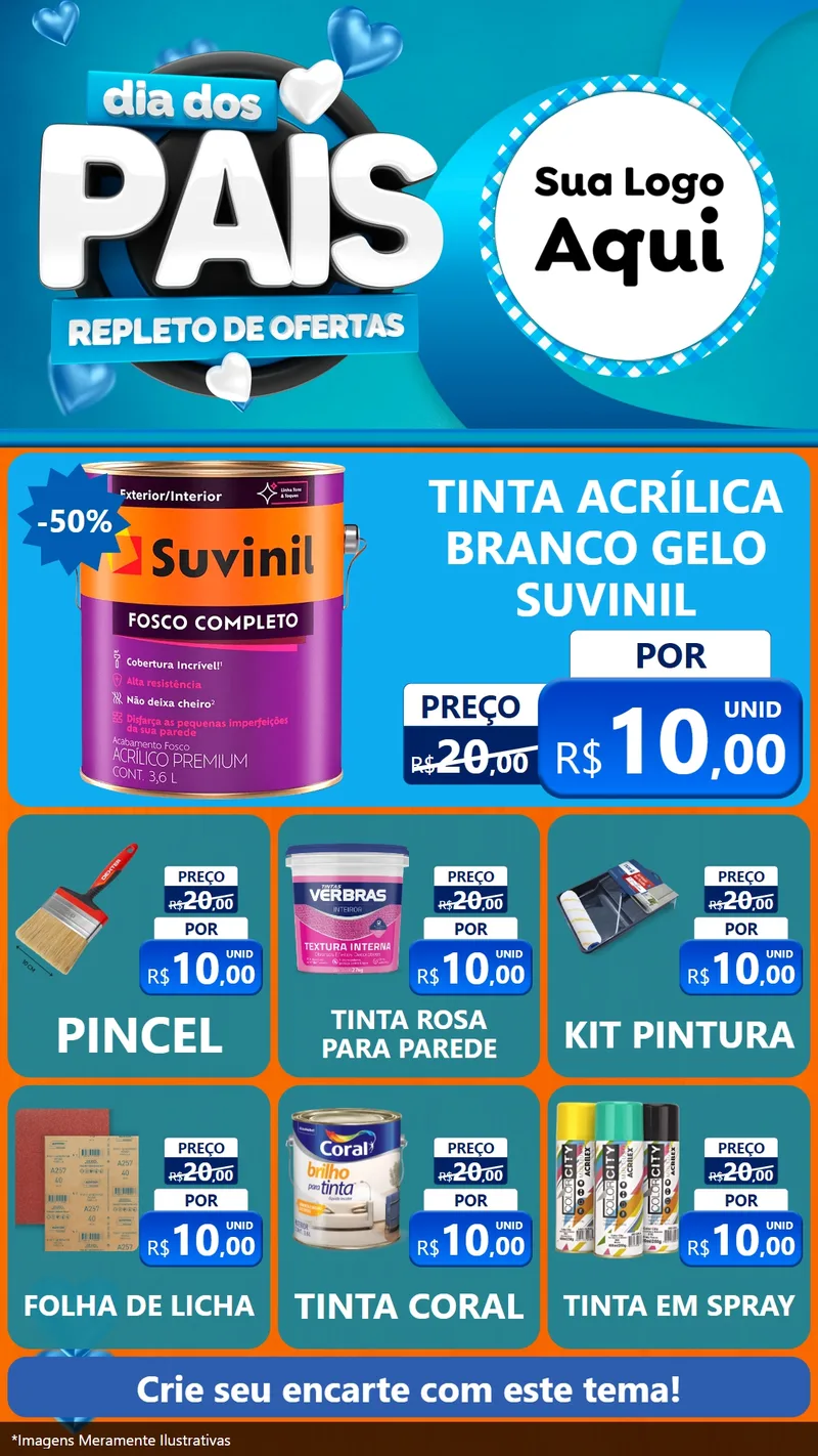 Modelo de Rede Social para Stories com o tema Dia Dos Pais Repleto de Ofertas para Tintas e Ferramentas