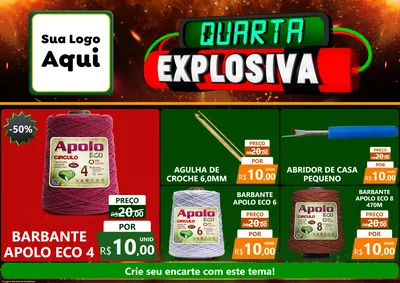 Modelo de Encarte para Encarte A4 Horizontal com o tema Quarta Explosiva para Armarinho e Aviamentos