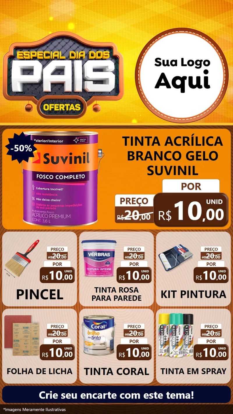 Modelo de Rede Social para Stories com o tema Especial Dia dos Pais para Tintas e Ferramentas