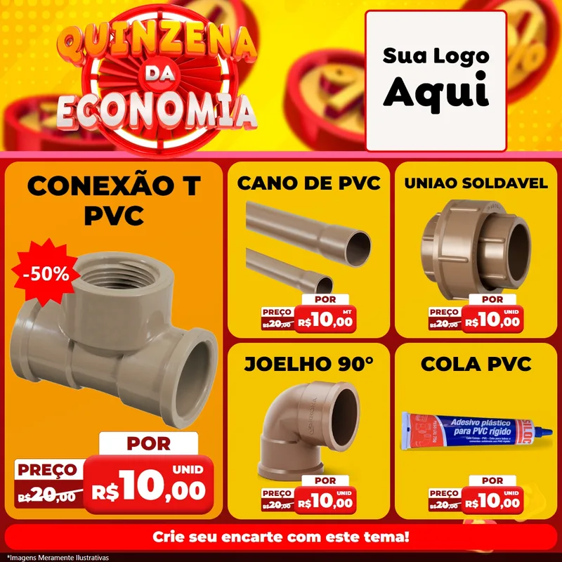 Modelo de Rede Social para Feed Facebook com o tema Quinzena Da Economia para Tubos e conexões