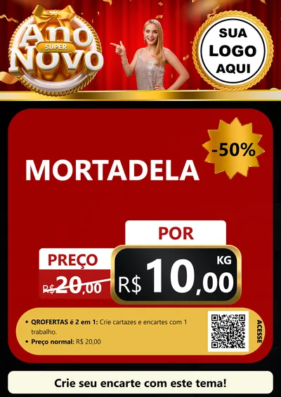 Modelo de Cartaz para Cartaz A4 Vertical com o tema Super Ano Novo para Frios e Laticínios