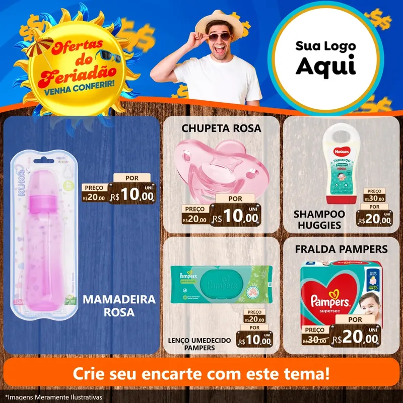 Modelo de Rede Social para Feed Facebook com o tema Ofertas do Feriadão para Bebês