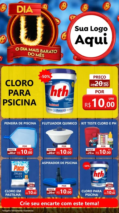 Modelo de Rede Social para Stories com o tema Dia U - O Dia Mais Barato Do Mês para Produtos para Piscina