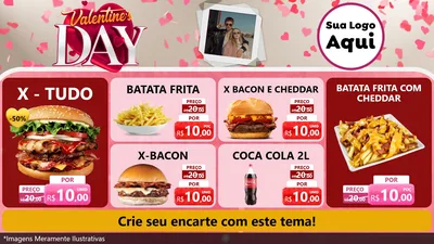 Modelo de TV para TV Horizontal com o tema Valentine's Day para Hamburgueria