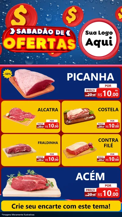 Modelo de TV para TV Vertical com o tema Sabadão de Ofertas para Açougue