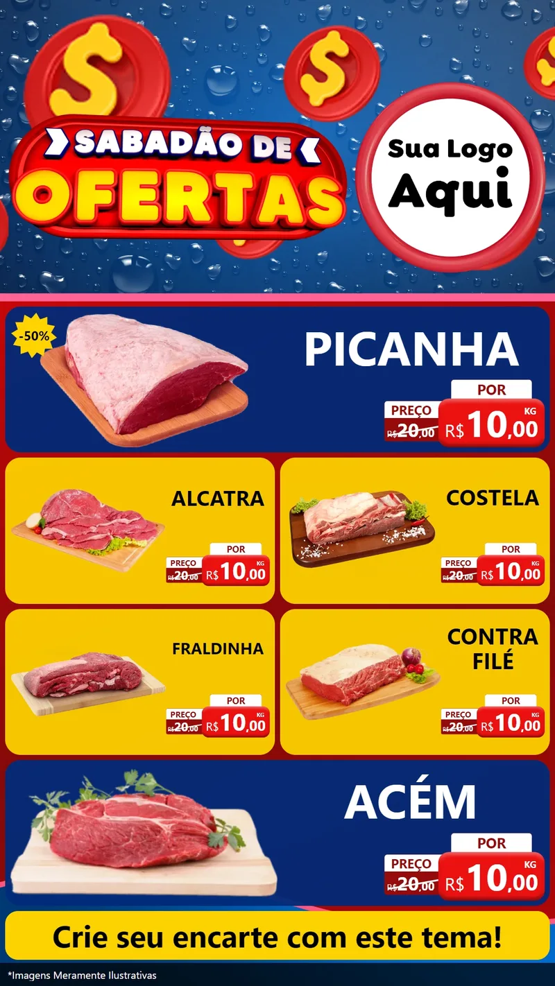 Modelo de TV para TV Vertical com o tema Sabadão de Ofertas para Açougue