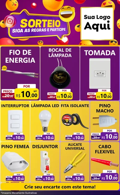 Modelo de Encarte para Encarte Grande com o tema Sorteio para Materiais Elétricos