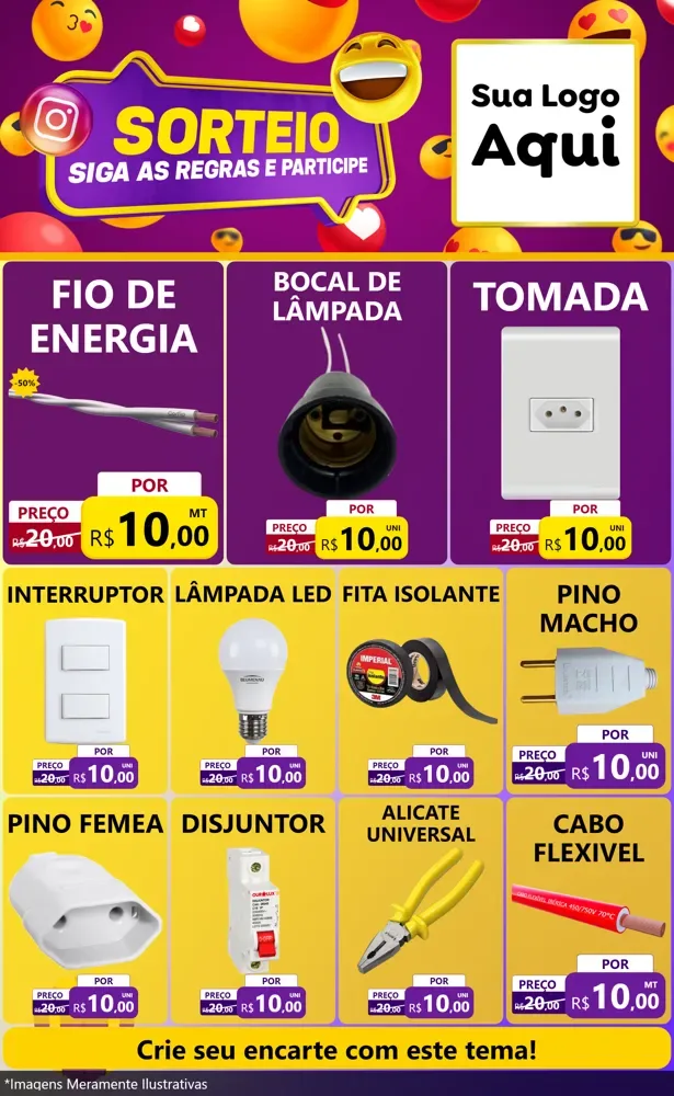 Modelo de Encarte para Encarte Grande com o tema Sorteio para Materiais Elétricos