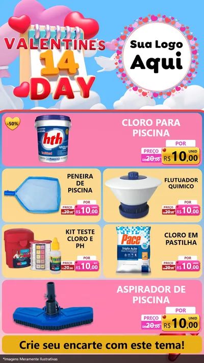 Modelo de TV para TV Vertical com o tema Valentine's Day para Produtos para Piscina