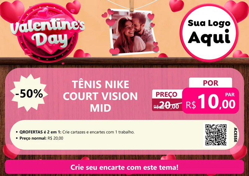 Modelo de Cartaz para Cartaz A4 Horizontal com o tema Valentine's Day para Calçados