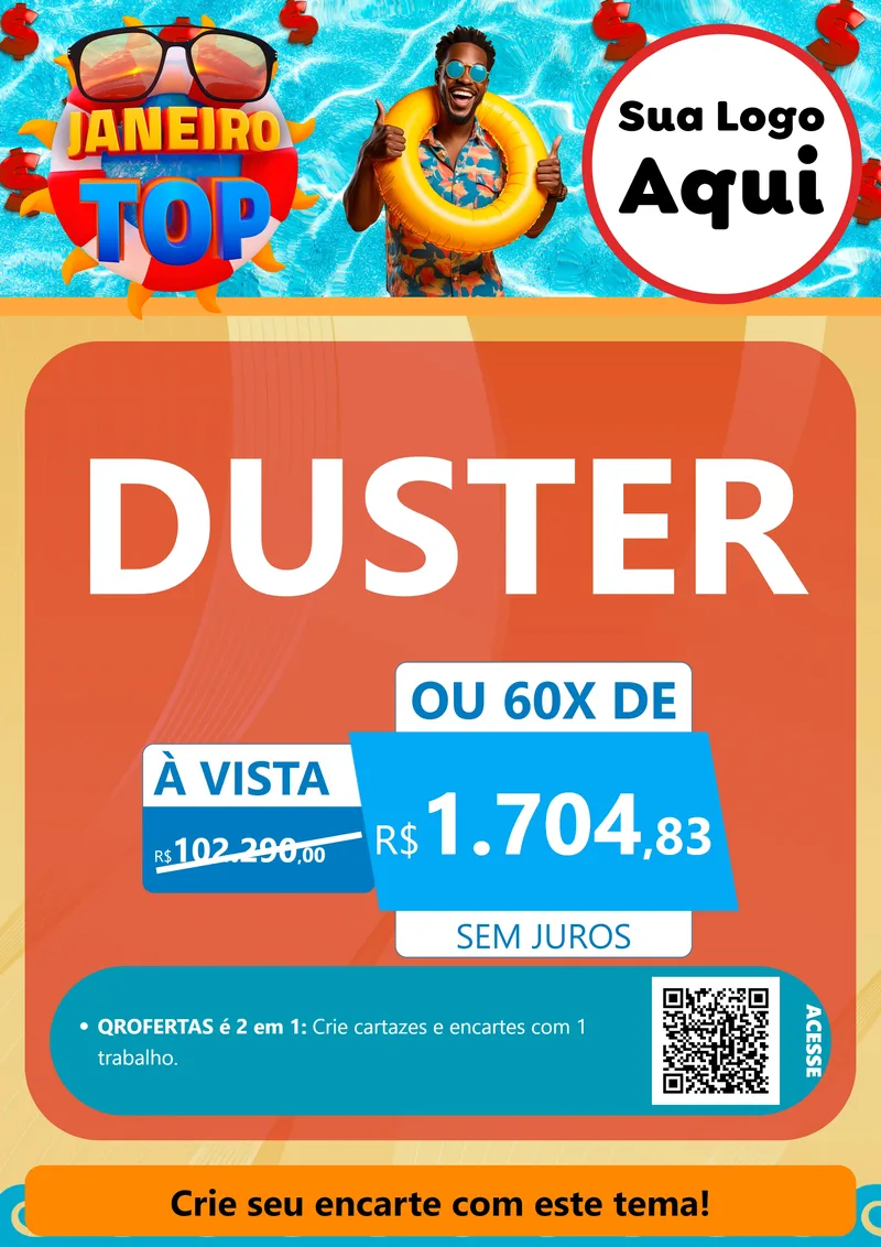 Modelo de Cartaz para Cartaz A4 Vertical com o tema Janeiro Top para Concessionaria de Carros