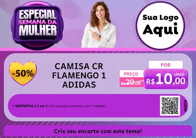 Modelo de Cartaz para Cartaz A4 Horizontal com o tema Especial Semana da Mulher para Roupas e acessórios