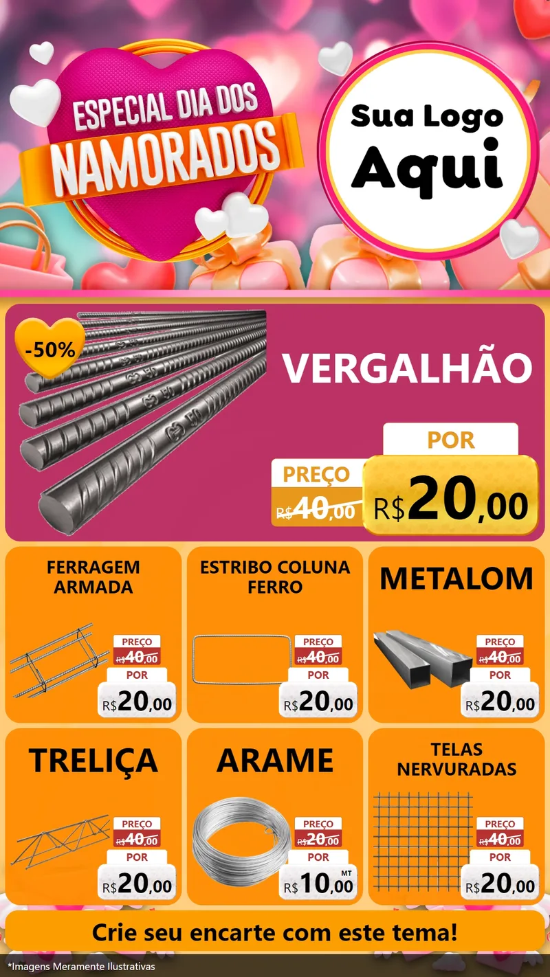 Modelo de Rede Social para Stories com o tema Especial Dia dos Namorados para Ferragens