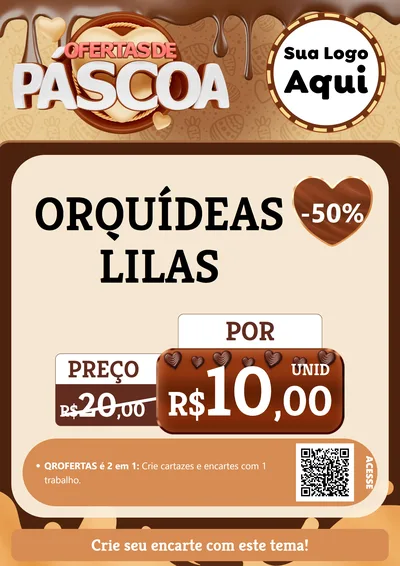 Modelo de Cartaz para Cartaz A4 Vertical com o tema Ofertas de Páscoa para Floricultura e jardim