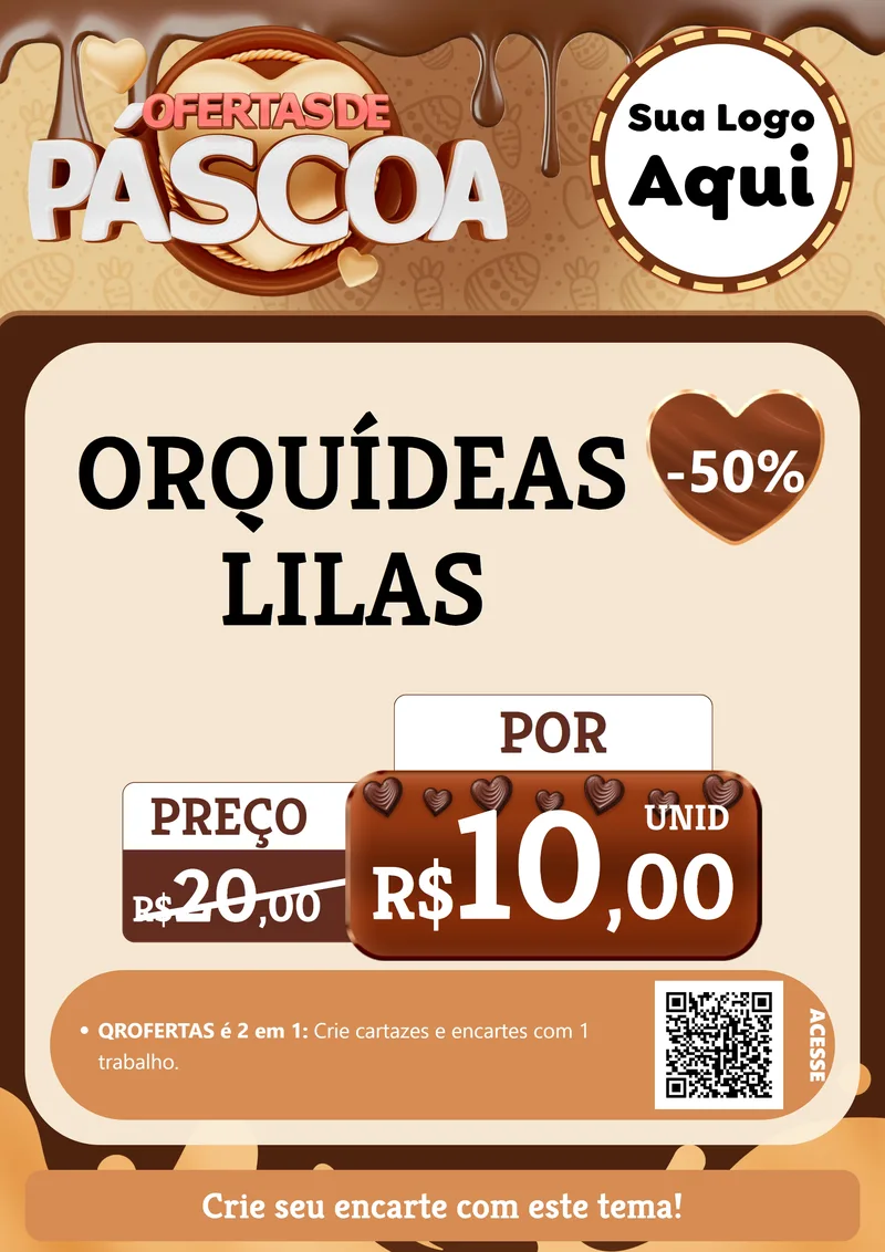 Modelo de Cartaz para Cartaz A4 Vertical com o tema Ofertas de Páscoa para Floricultura e jardim
