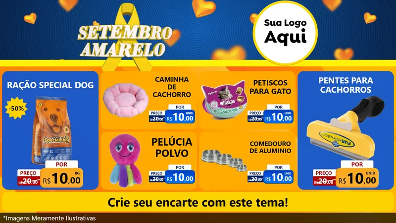 Modelo de TV para TV Horizontal com o tema Setembro Amarelo para Pet Shop