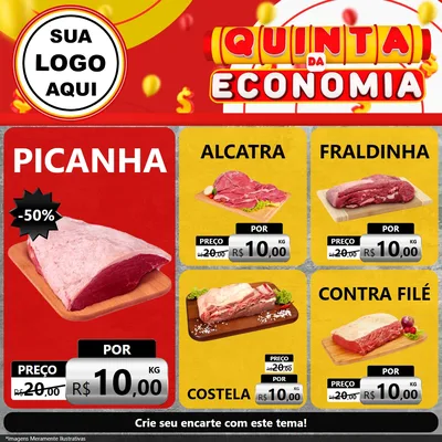 Modelo de Rede Social para Feed Facebook com o tema Quinta da Economia para Açougue