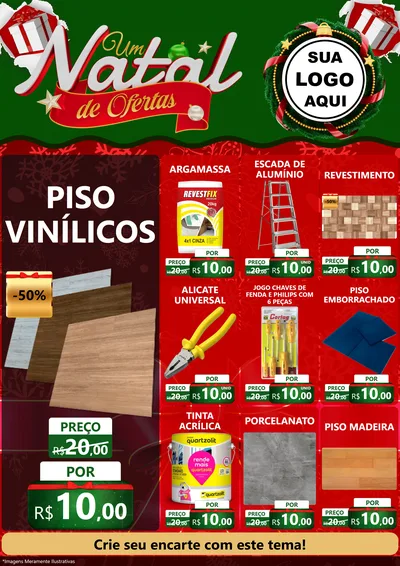 Modelo de Encarte para Encarte A4 Vertical com o tema Um Natal de Ofertas para Material para Construção