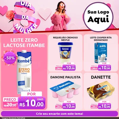 Modelo de Rede Social para Feed Facebook com o tema Dia da Mulher para Frios e Laticínios