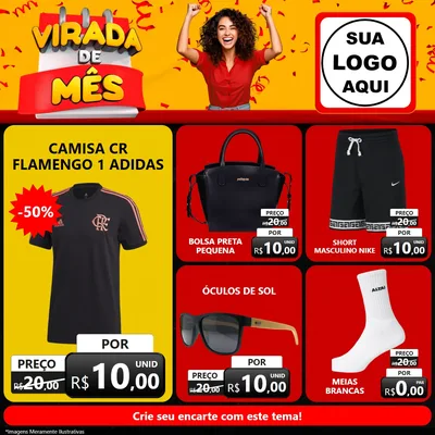 Modelo de Rede Social para Feed Facebook com o tema Virada de Mês para Roupas e acessórios