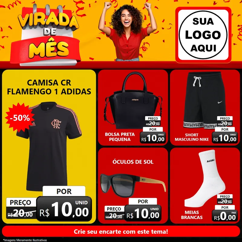 Modelo de Rede Social para Feed Facebook com o tema Virada de Mês para Roupas e acessórios