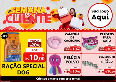 Modelo de Encarte para Encarte A4 Horizontal com o tema Semana do Cliente para Pet Shop