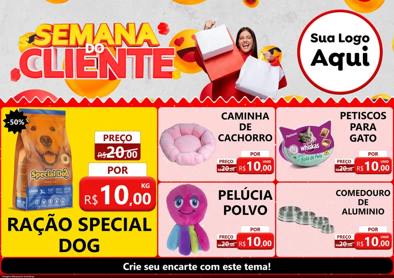 Modelo de Encarte para Encarte A4 Horizontal com o tema Semana do Cliente para Pet Shop