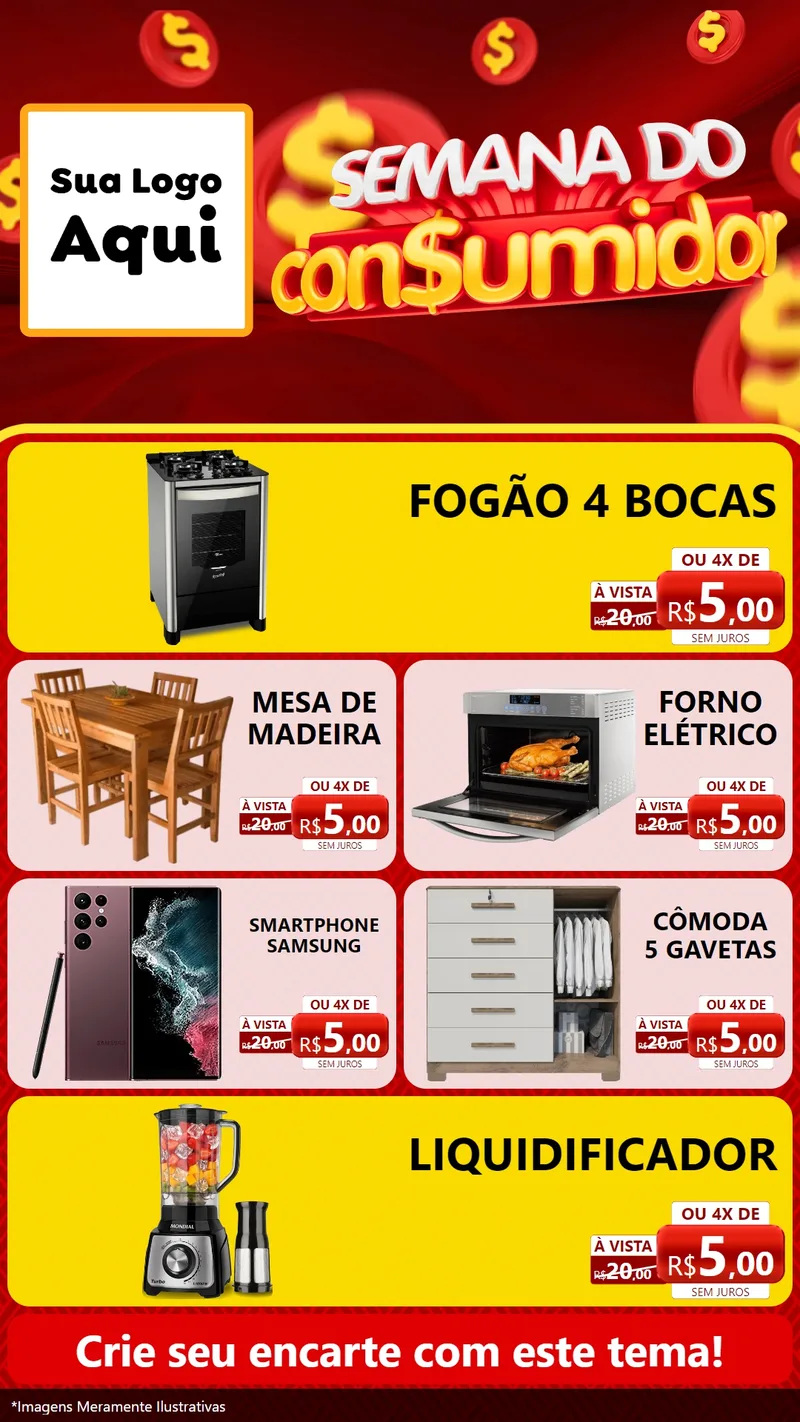 Modelo de TV para TV Vertical com o tema Semana do Consumidor para Móveis e Eletro