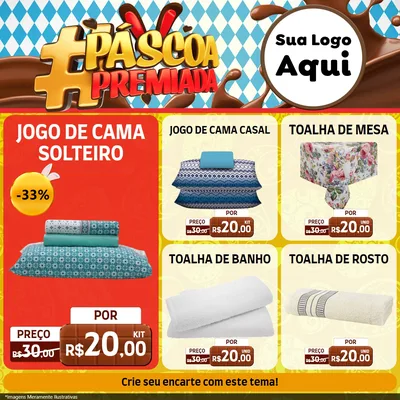 Modelo de Rede Social para Feed Facebook com o tema Páscoa Premiada para Cama, Mesa e Banho