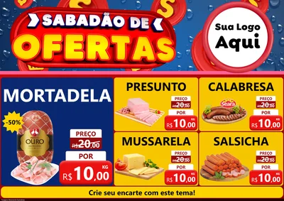 Modelo de Encarte para Encarte A4 Horizontal com o tema Sabadão de Ofertas para Frios e Laticínios