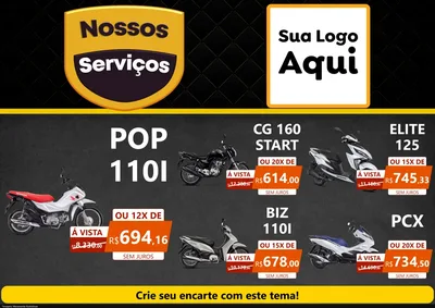 Modelo de Encarte para Encarte A4 Horizontal com o tema Nossos Serviços para Concessionaria de Motos