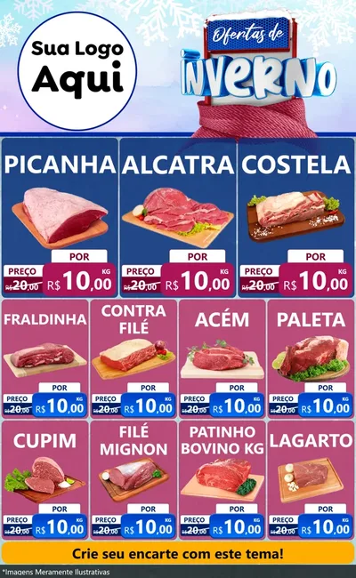 Modelo de Encarte para Encarte Grande com o tema Ofertas de Inverno para Açougue