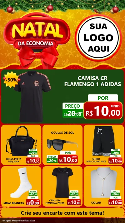 Modelo de Rede Social para Stories com o tema Natal da Economia para Roupas e acessórios