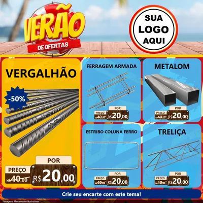 Modelo de Rede Social para Feed Facebook com o tema Verão de Ofertas para Ferragens