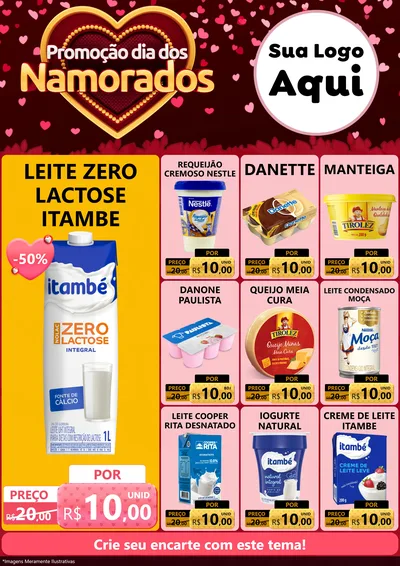 Modelo de Encarte para Encarte A4 Vertical com o tema Promoção Dia Dos Namorados para Frios e Laticínios