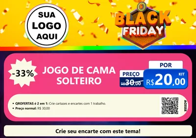 Modelo de Cartaz para Cartaz A4 Horizontal com o tema Black Friday para Cama, Mesa e Banho