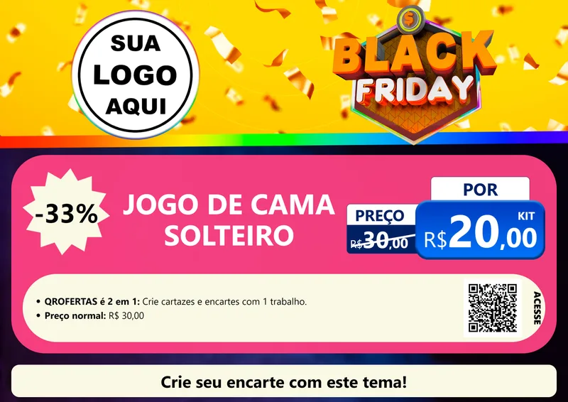 Modelo de Cartaz para Cartaz A4 Horizontal com o tema Black Friday para Cama, Mesa e Banho
