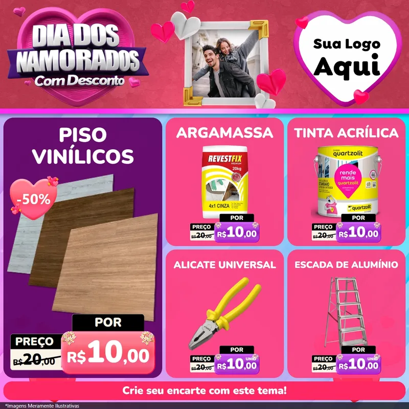 Modelo de Rede Social para Feed Facebook com o tema Dia Dos Namorados Com Desconto para Material para Construção