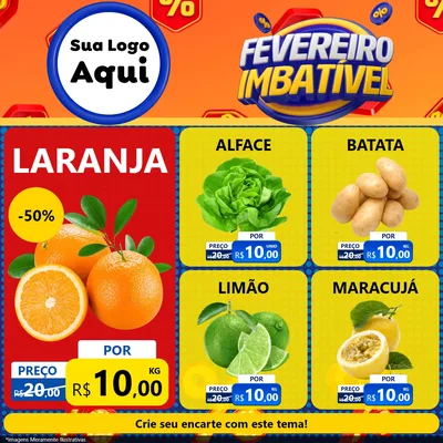 Modelo de Rede Social para Feed Facebook com o tema Fevereiro Imbatível para Hortifrúti