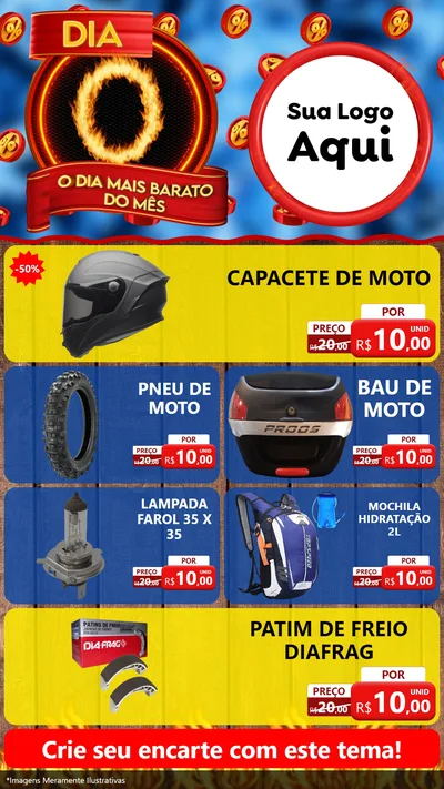 Modelo de TV para TV Vertical com o tema Dia O - O Dia Mais Barato Do Mês para Moto peças