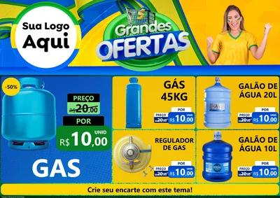 Modelo de Encarte para Encarte A4 Horizontal com o tema Grandes Ofertas para Água e gás