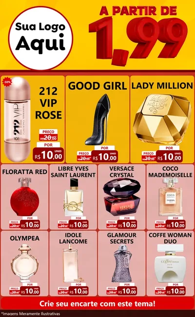 Modelo de Encarte para Encarte Grande com o tema A Partir de Um e Noventa e Nove - 1,99 para Perfumes