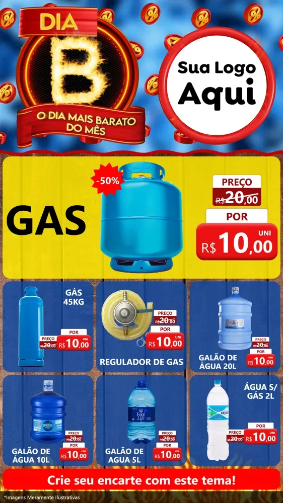 Modelo de Rede Social para Stories com o tema Dia B - O Dia Mais Barato Do Mês para Água e gás