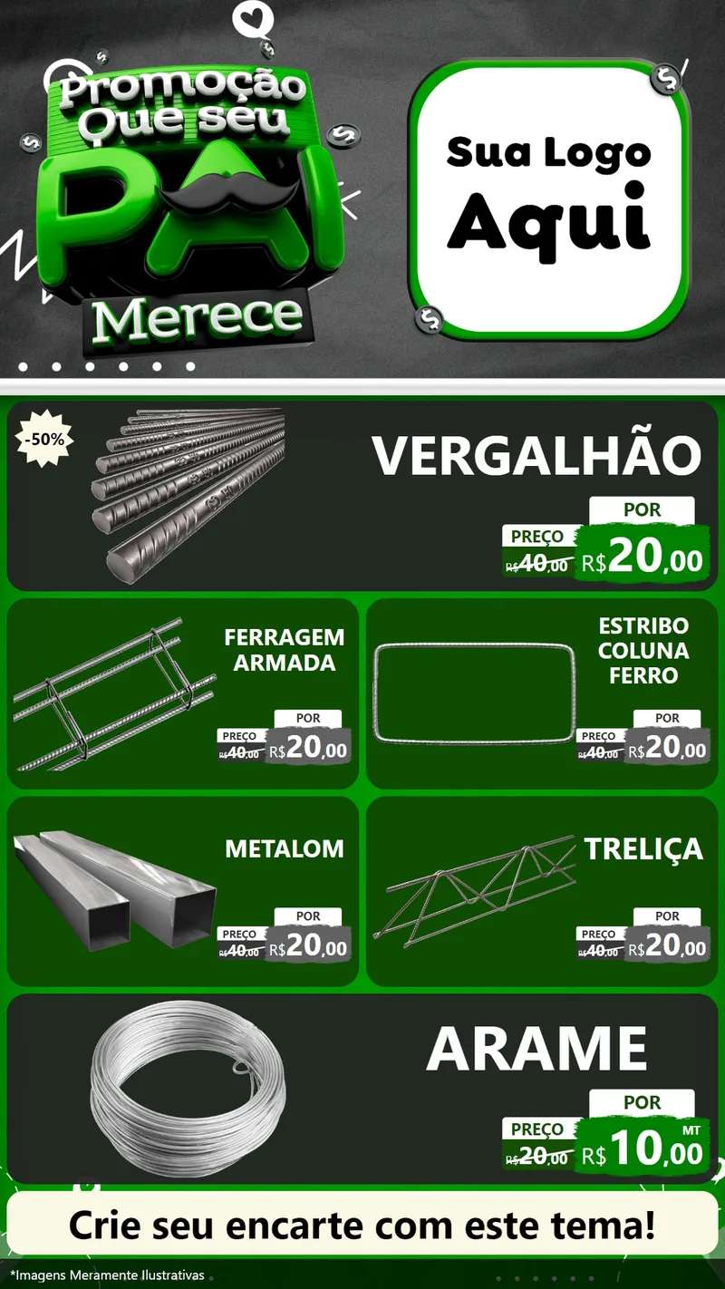 Modelo de TV para TV Vertical com o tema Promoção Que seu Pai Merece para Ferragens