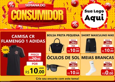 Modelo de Encarte para Encarte A4 Horizontal com o tema Semana do Consumidor para Roupas e acessórios