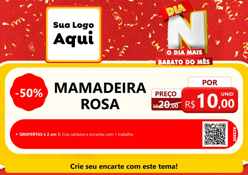 Modelo de Cartaz para Cartaz A4 Horizontal com o tema Dia N o Dia Mais Barato do Mês para Bebês