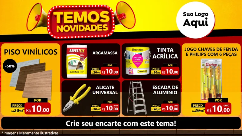 Modelo de TV para TV Horizontal com o tema Temos Novidades para Material para Construção
