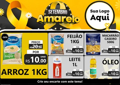 Modelo de Encarte para Encarte A4 Horizontal com o tema Setembro Amarelo para Supermercado